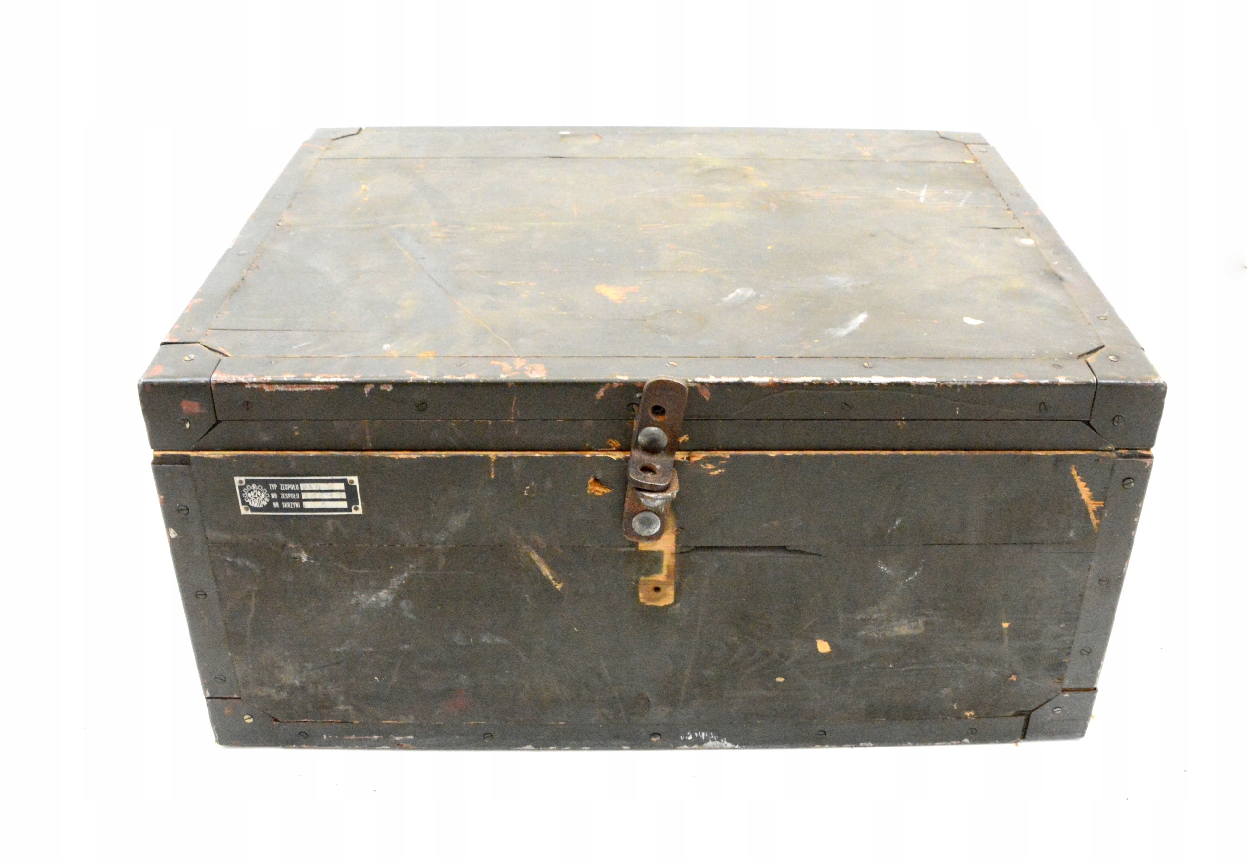 Wojskowa Skrzynia Drewniana Transportowa Kufer Vintage LOFT PRL